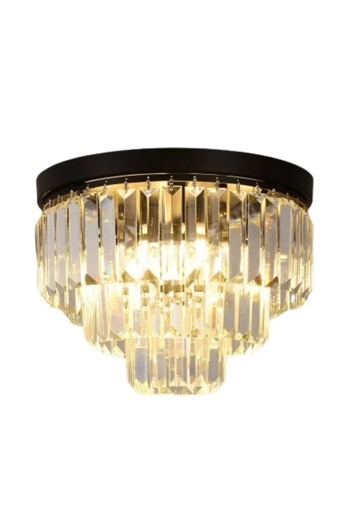 Efsane 40 Lık Kristal Taşlı Siyah Modern Salon Avize
