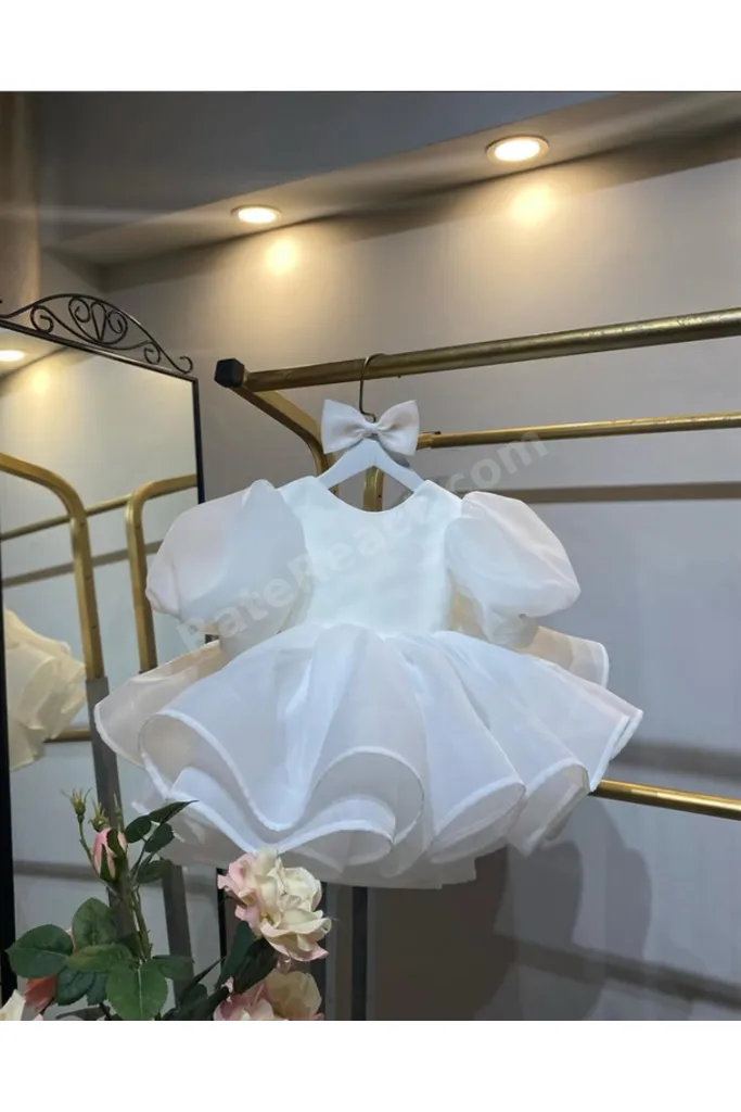 Balon Kollu Tokalı Kız Çocuk Abiye Elbise