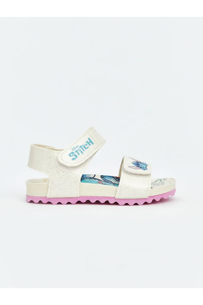 GÜLİS GİYİM'DEN Ekru Lilo & Stitch Baskılı Kız Bebek Sandalet