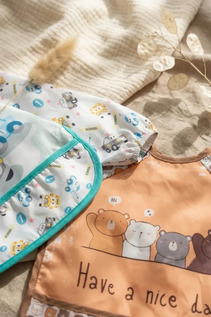 2'li Sıvı Geçirmez Uzun Kollu Mama Önlüğü 6-24 Ay- Blw Uyumlu, Kırıntı Cepli, Leke Tutmaz Bebek Yeme