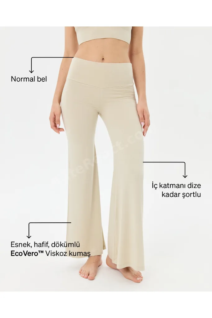 Krem Şortlu Yoga Pantolon İnce Dökümlü Yoga Pantolon