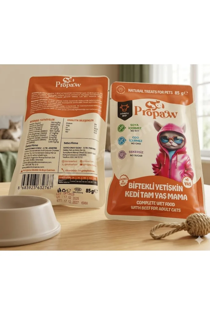 YETİŞKİN KEDİLER İÇİN BİFTEKLİ TAM BESLEYİCİ POUCH YAŞ MAMA 85 GR