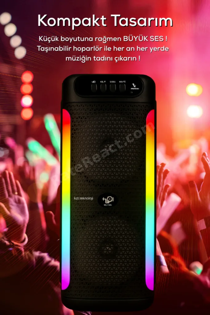Bluetooth Hoparlör Parti Hoparlörü Işıklı Ses Bombası Radyo Usb Tf Kart Girişli