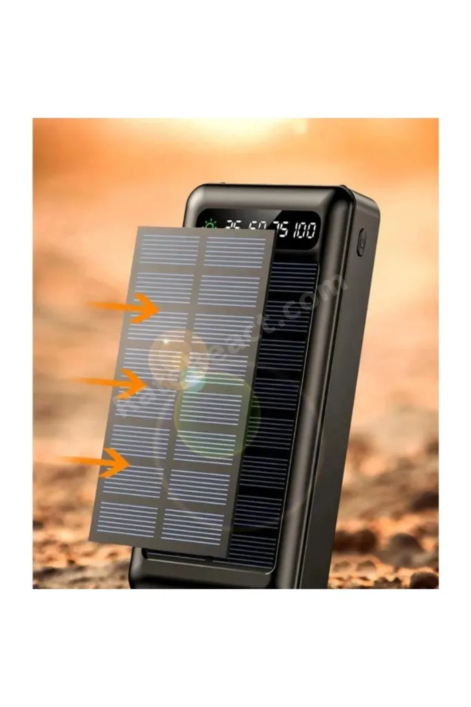 Solar 20.000 Mah Güneş Enerjili Led Işıklı Powerbank Şarj Aleti 2x Usb Çıkışlı Mikro Tycp