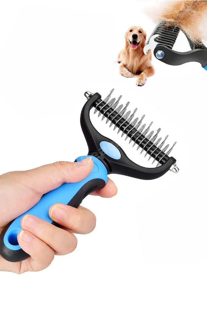 Plastik Saplı Ergonomik Metal Uçlu Kedi Köpek Kıtık Tüy Topak Açıcı Tarak Tüy Bakım Tarağı 1 Adet