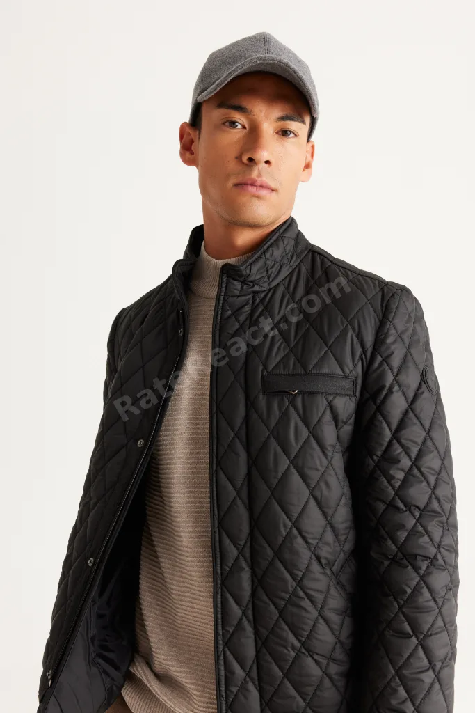 Siyah Standart Fit Overcoat