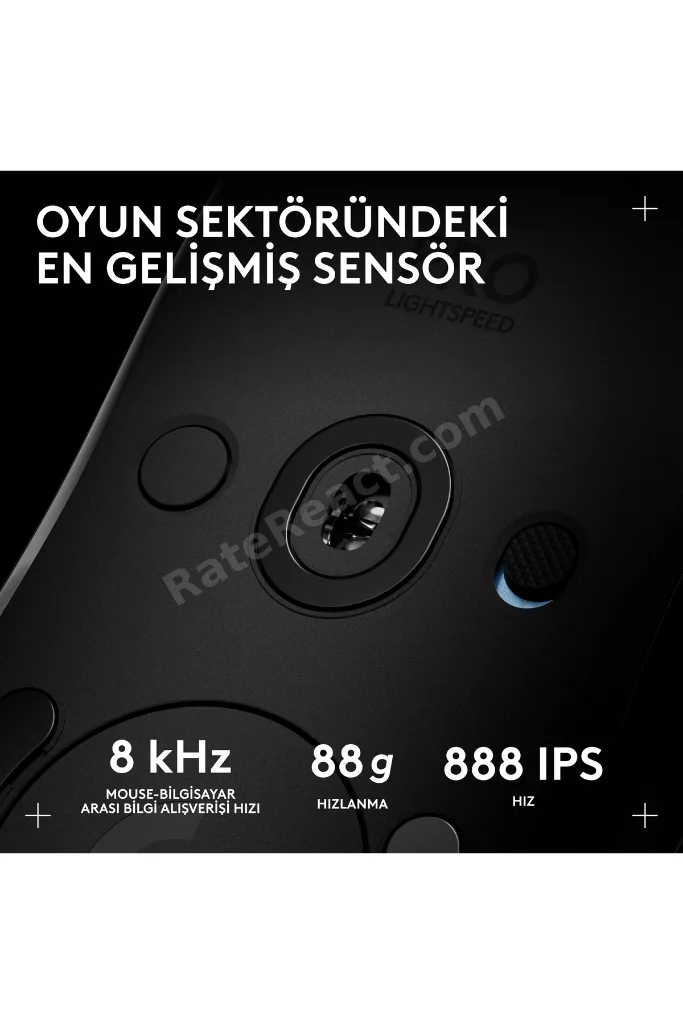 G PRO 2 LIGHTSPEED HERO 2 32K DPI Sensör PC/Mac için Kablosuz Oyuncu Mouse, Siyah 910-007296