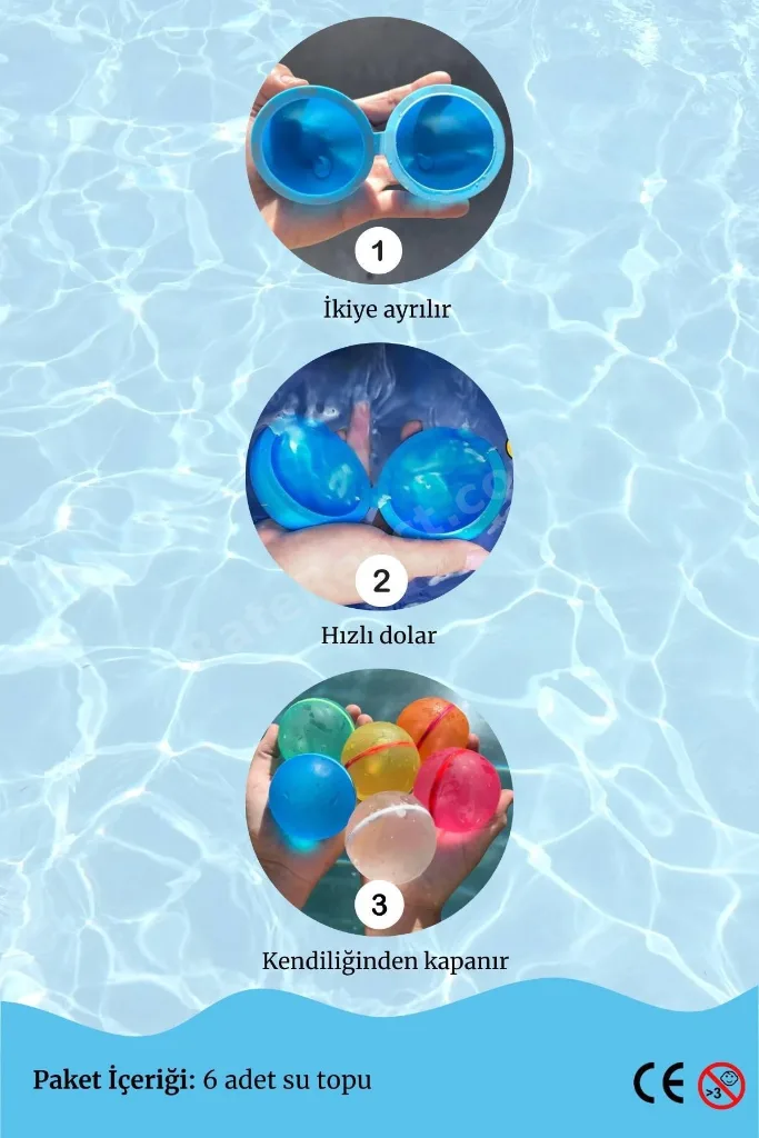 Boops Yeniden Kullanılabilir Mıknatıslı Su Topu - 6 Adet (Yazın Su Topu Kışın Kar Topu)