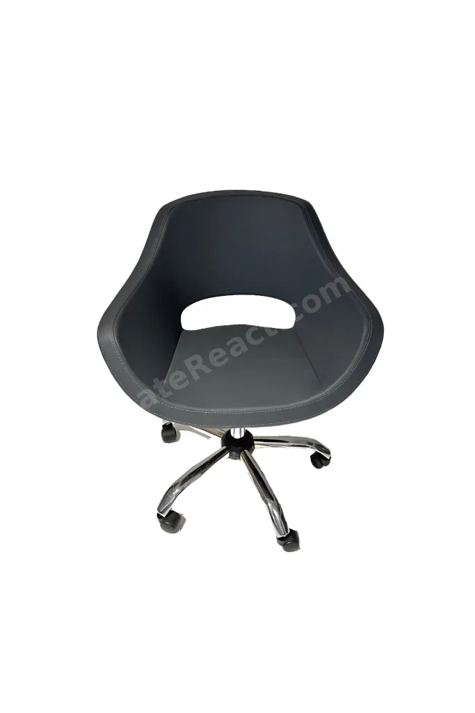 Krom Metal Ayaklı Deri | Ofis, Çocuk Odası Çalışma Sandalyesi (Ayarlanabilir) MONACO