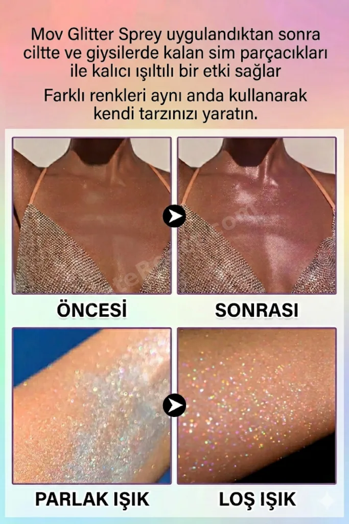Glitter Spray GRİ - Saç ve Cilt İçin Işıltı Spreyi