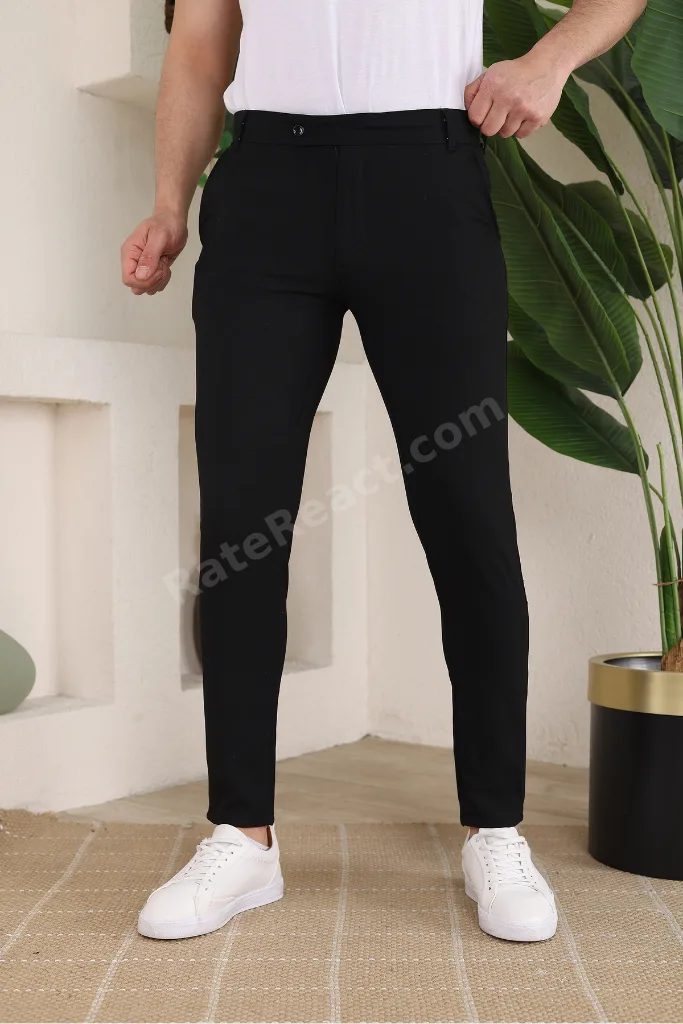 Erkek Şık ve Rahat Kumaş Pantolon – Siyah