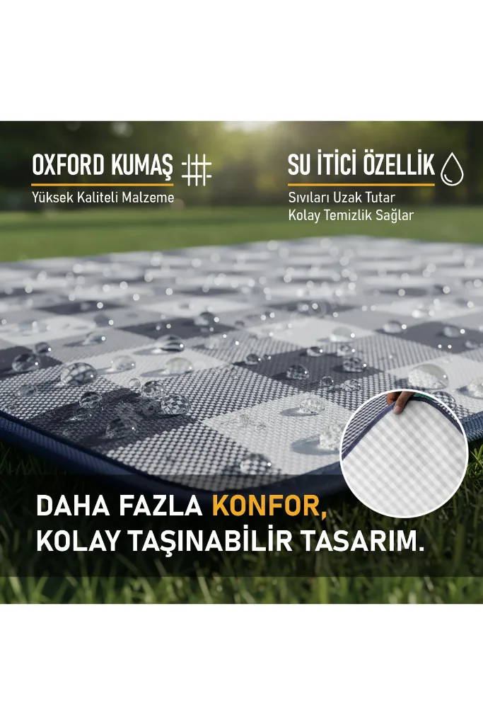 Piknik Örtüsü, Çanta Kamp Matı, Plaj Matı, Yer Örtüsü Outdoor,200x150cm - Etnik Kaplumbağa Bej