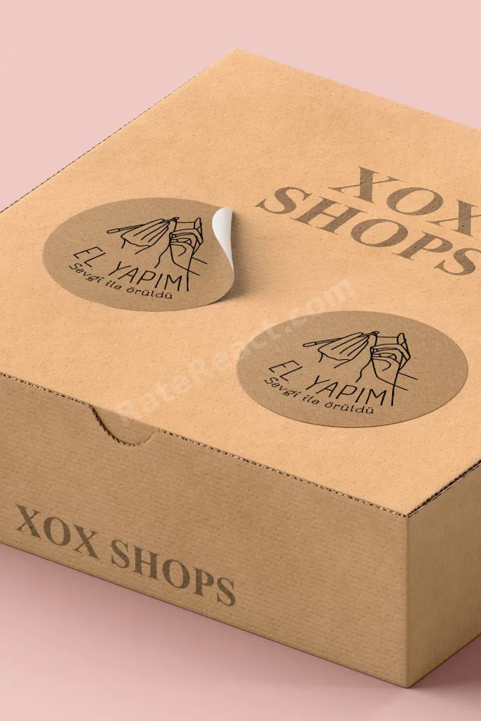 Sticker Kraft Görünümlü El Yapımı Yazılı Paketleme Kargo Etiketi - 3x3cm 90 Adet - ST2285