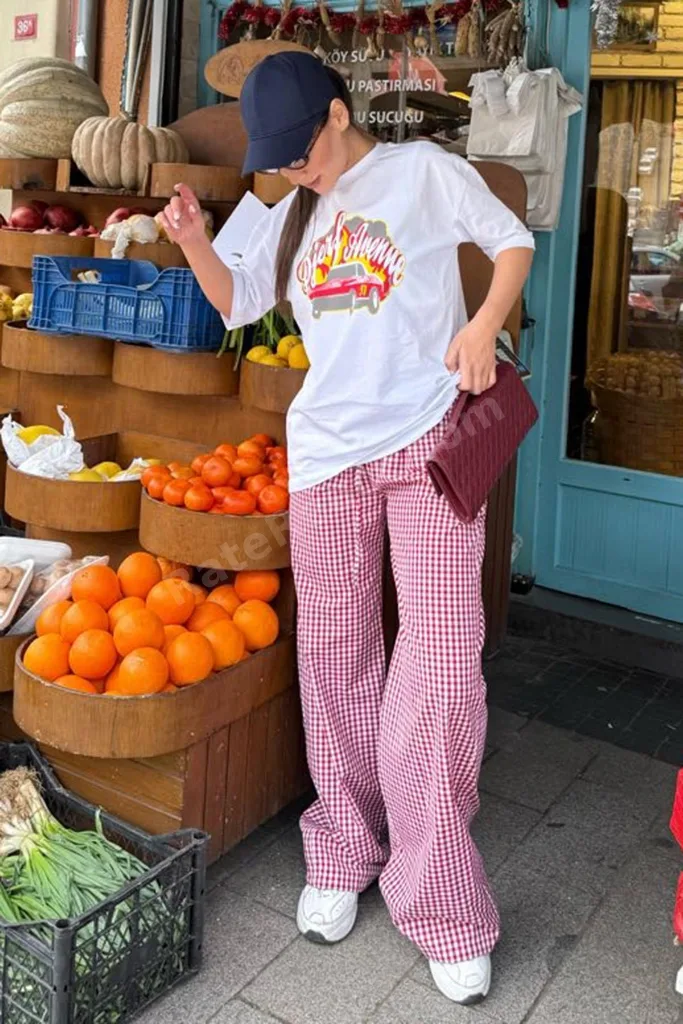 Bordo Pötikareli Bol Paça Kadın Pantolon Mg2335