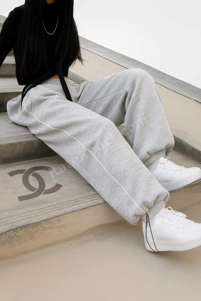 Harajuku Streetwear Side Strip Kadın Bol Ayarlanabilir Boru Paça Eşofman Altı