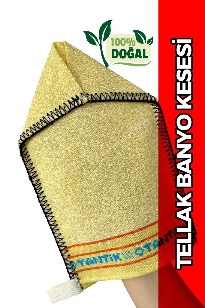 Tellak Banyo Hamam Kesesi – %100 Doğal | Derin Cilt Temizliği | Sert ve Dayanıklı Kese Sarı