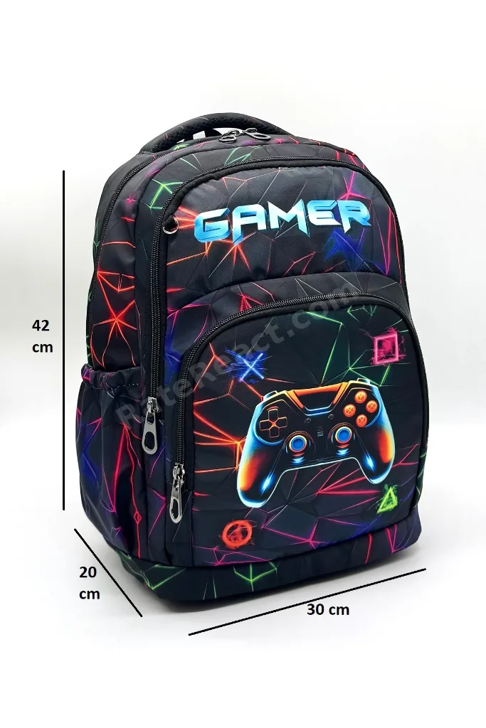 Gamer Desen Ortopedik Sırt Destekli Termal Beslenmelik ve Kalemlikli Sırt İlkokul Çantası / 2900