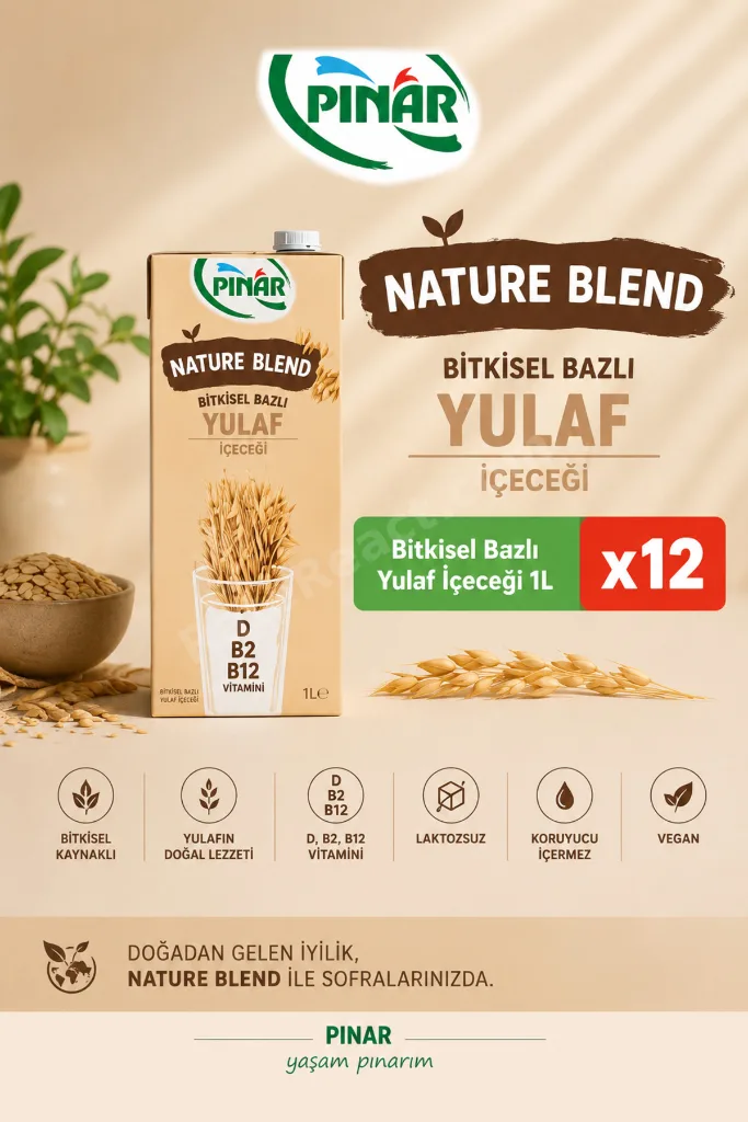 Bitkisel Yulaf Sütü 1 lt x 12 Adet