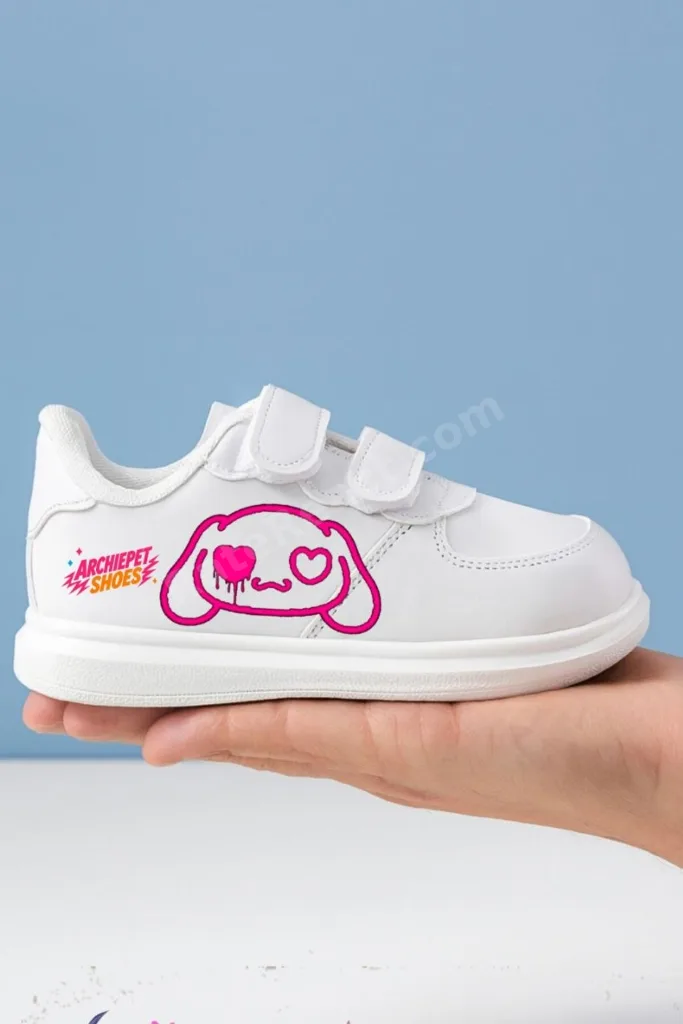 çizgi bunny kafa ve logo baskılı kız çocuk spor ayakkabı sneaker