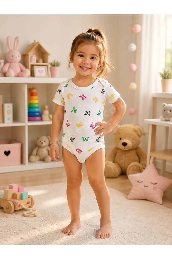 Kısa Kollu %100 Pamuk Çıtçıtlı Body renkli desenli unisex erkek kız body 3-6 yaş