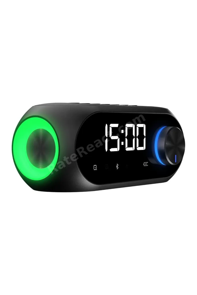 MD-W7 1200mAh 5W Siyah Bluetooth-Aux-Derece-Usb-FM Double Alarmlı Saat