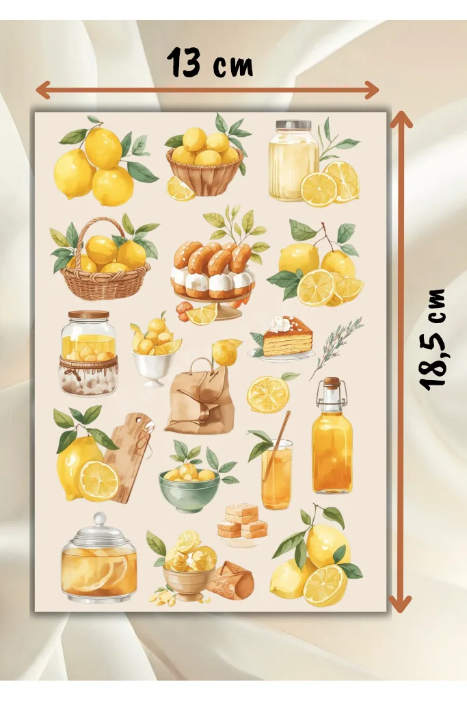 Limon Temalı Sticker Kitabı Planner Journal Ajanda Scrapbook Seti SB0008