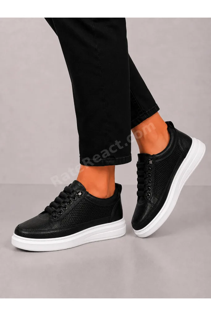 Siyah Fileli Sneaker Lastikli Günlük Spor Ayakkabı
