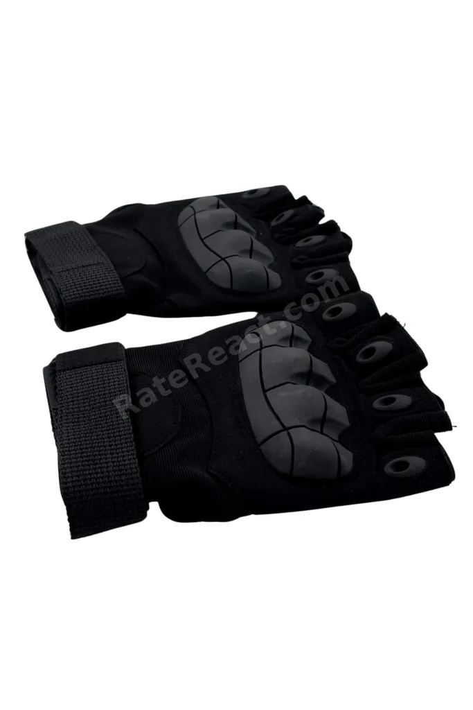 Siyah Kısa Kemikli Taktik Eldiven - Yarım Parmak Tactical Eldiven