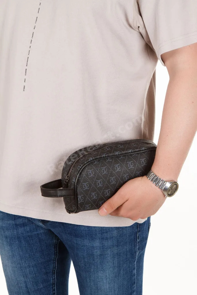 Siyah Unısex Suya Dayanıklı Tıraş & Kozmetik Portföy & Clutch El Çantası