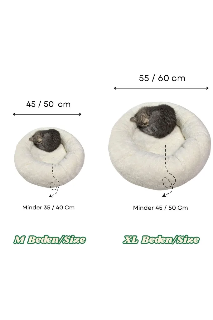 Peluş Kedi ve Köpek Yatağı Sıcak ve Yumuşacık Minder Evcil Hayvan
