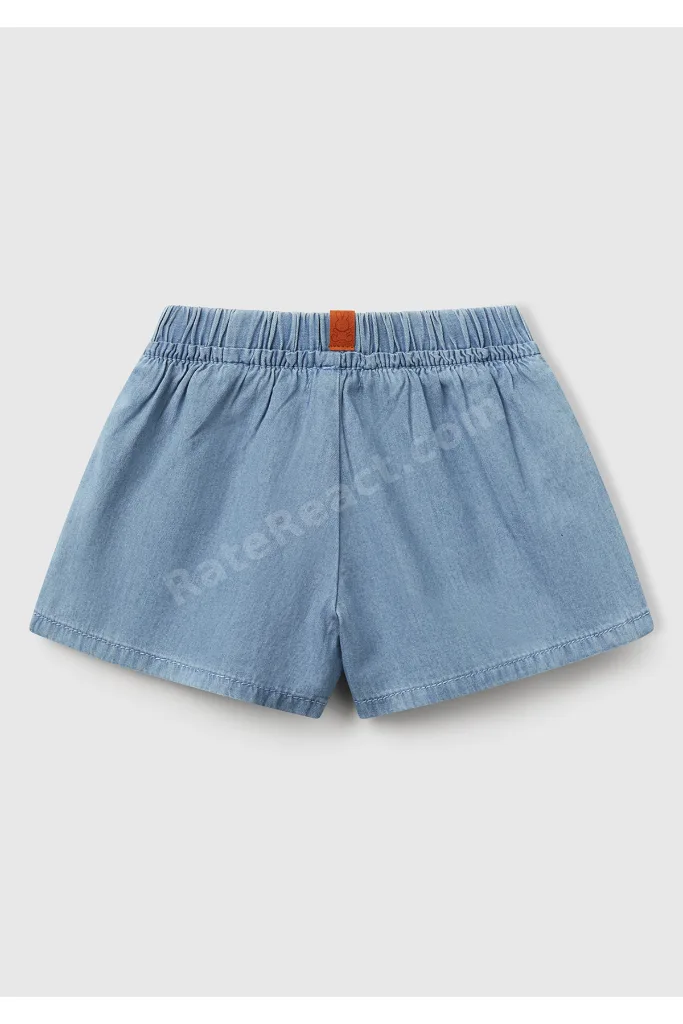 Bebek Denim Beli Lastikli Logo Etiketli Denim Şort