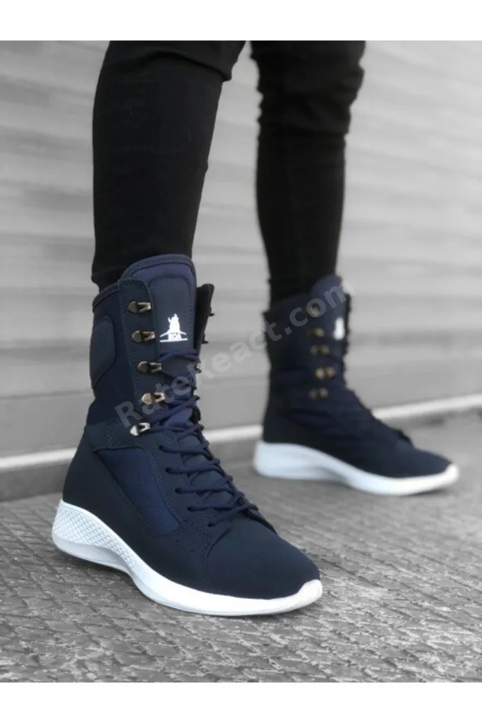 ET0600 Bağcıklı Lacivert Yüksek Taban Boksör Unisex Spor Postal Bot