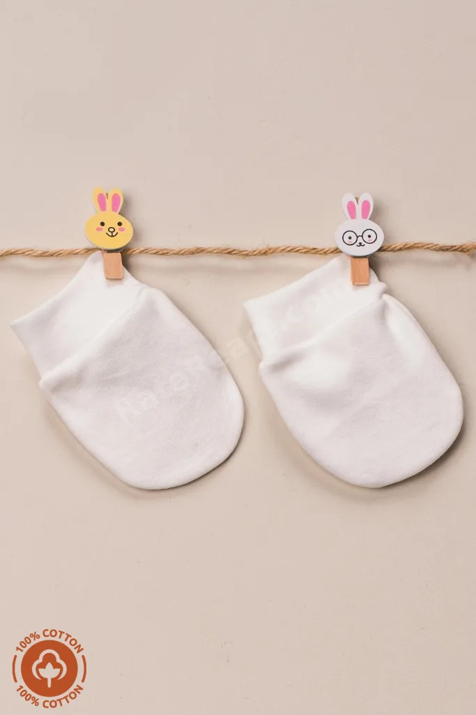 Kız Bebek Yenidoğan Penye Organik Pamuklu Bebek Eldiveni 3lü Set - Somon