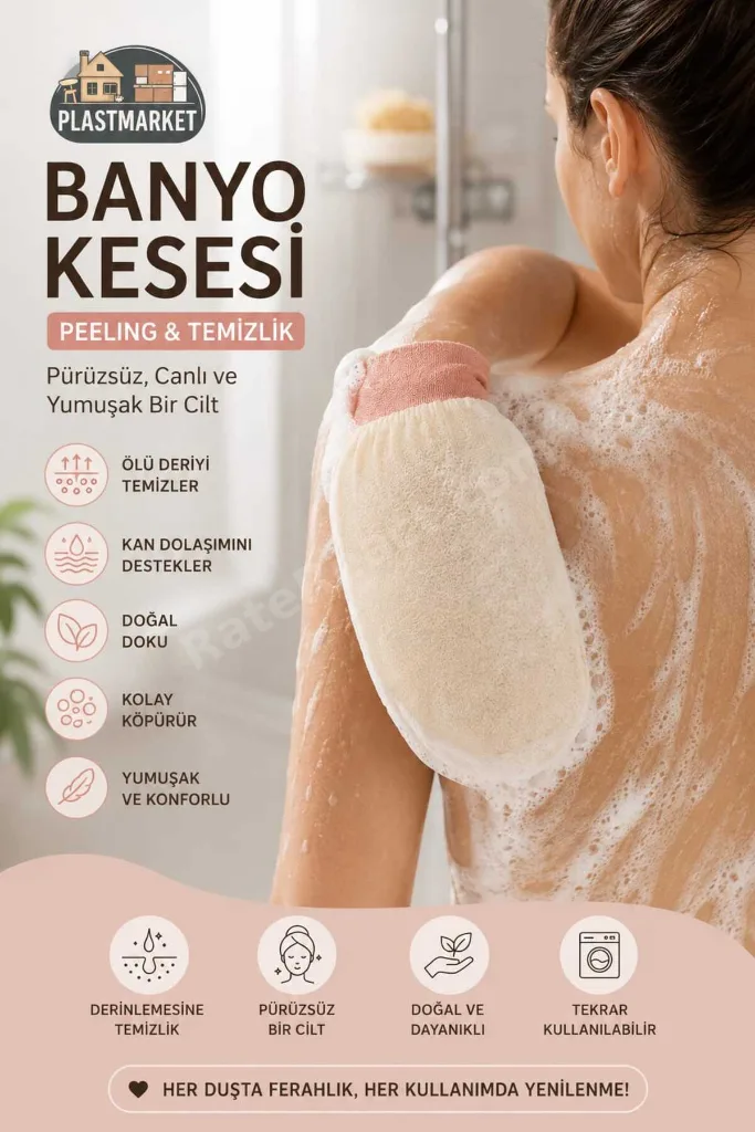 %100 Floş İpek Banyo Kesesi - Peeling Eldiveni - Hamam Kesesi - Vücut Bakım Lifi - Ölü Deri Temizleyici - Cilt Temizleme - Ekru