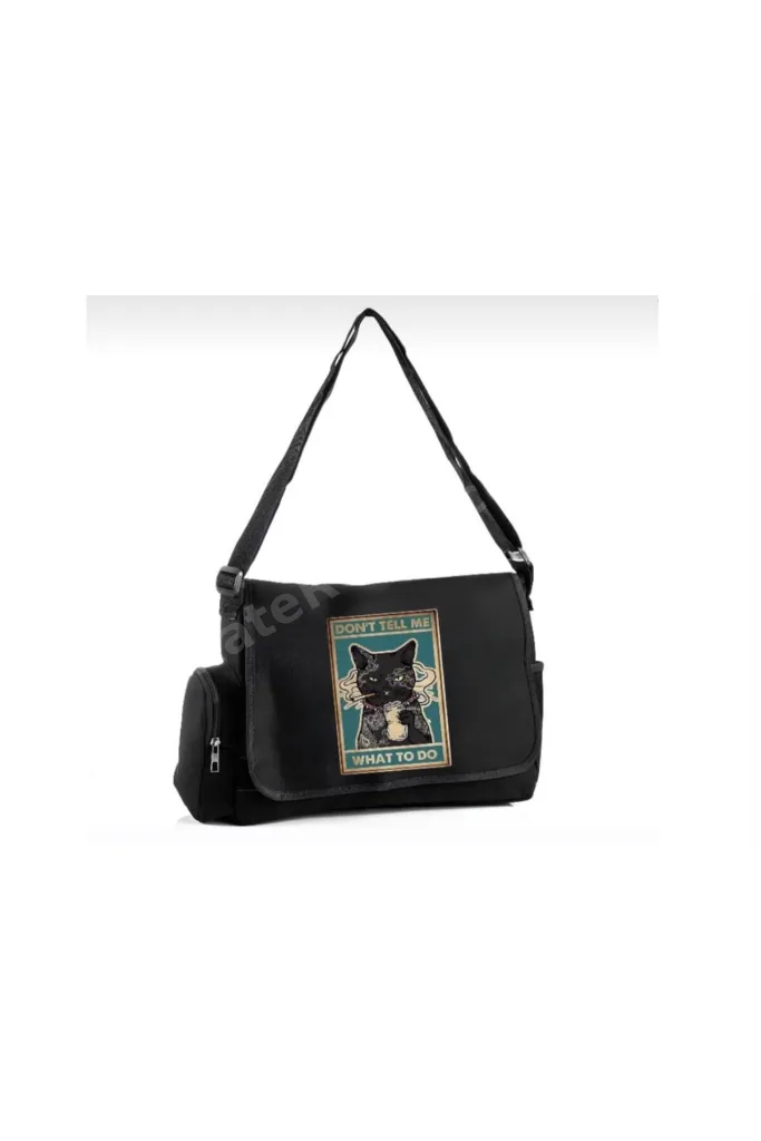 Kedi Postacı Çanta/ Bag Ayarlanbilir Kemer ve Fermurlı Cepler