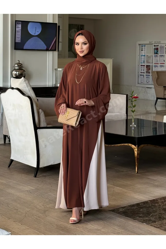 Şal Hediyeli Eteği Garnili Dubai Kumaşlı Abaya