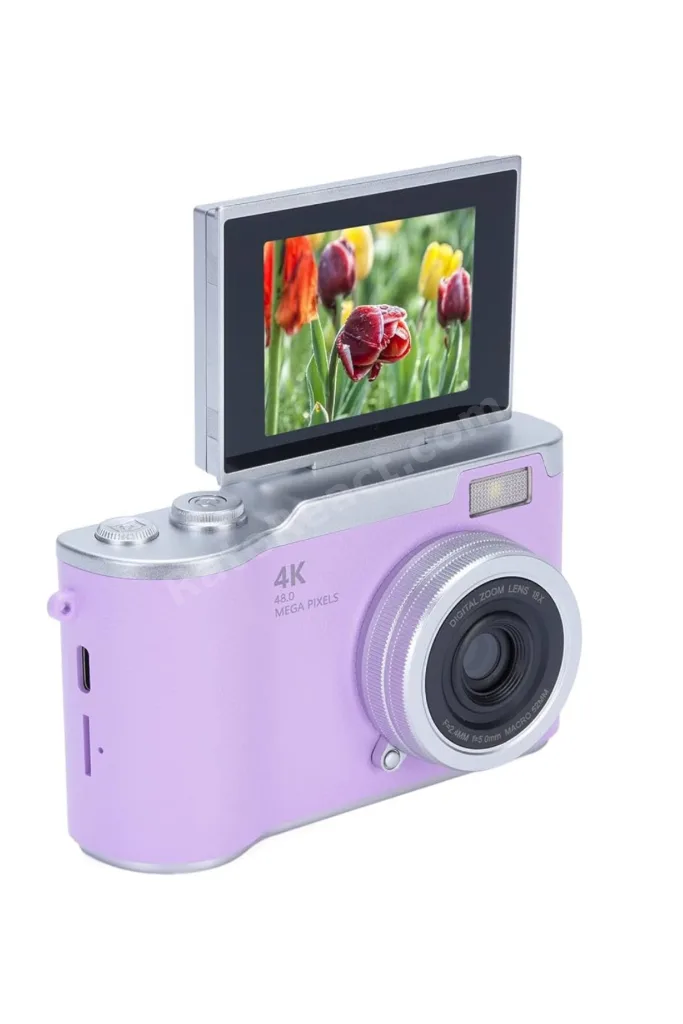 4K Kompakt Kamera 48 MP Autofocus Flash Özellikli Vlog Kamera