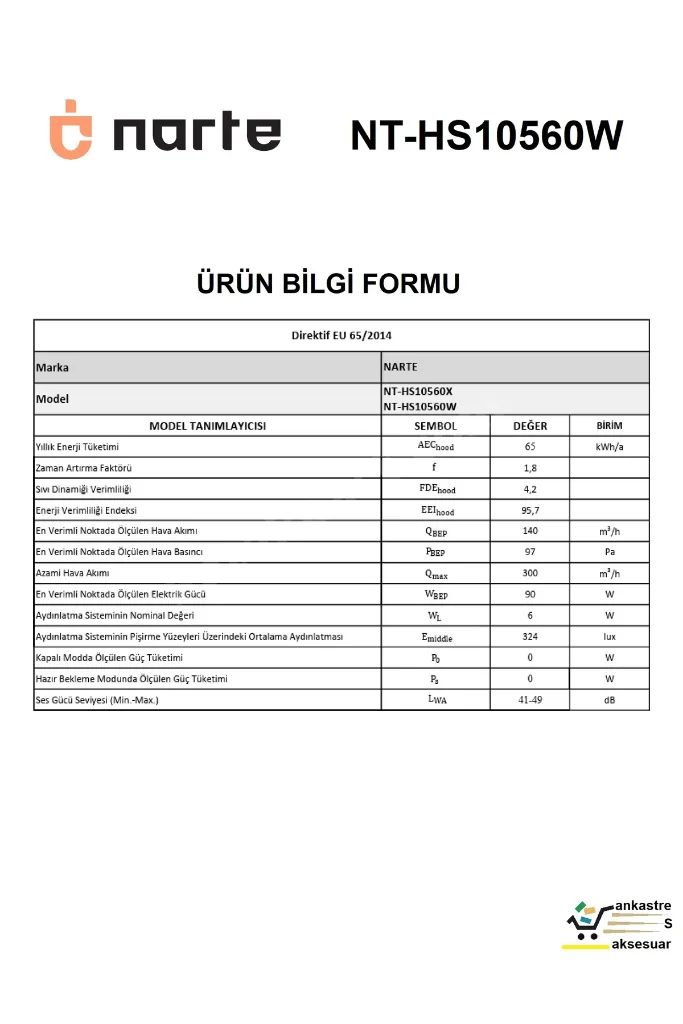 HS10560 Sürgülü Aspiratör 60cm 300m³ 41dB(A) Bacalı Opsiyonel Bacasız Çekmeli Ankastre