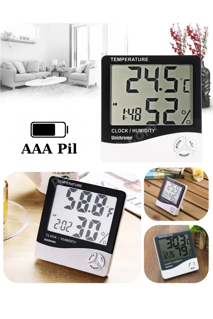 Dijital Oda Termometre Sıcaklık Ve Nem Ölçer Masa Saati Alarm