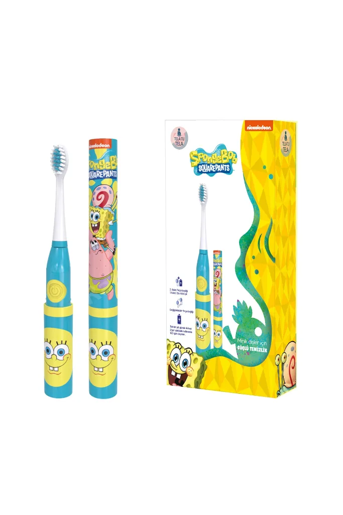 Çocuk Diş Fırçası - Sünger Bob (Sponge Bob) Lisanslı Pilli Diş Fırçası Eğitici 3+