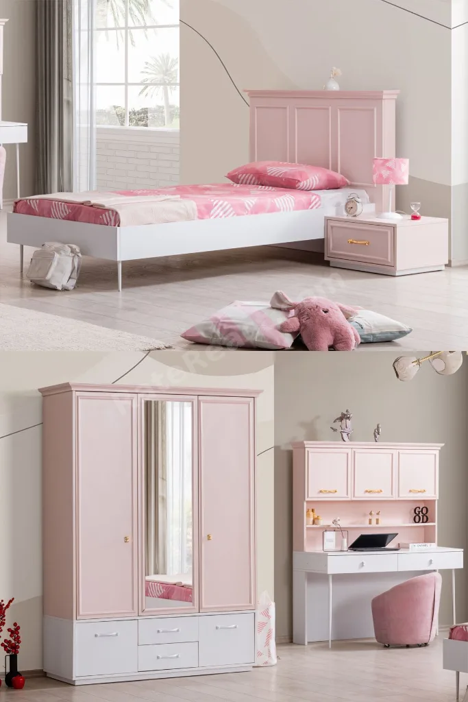 Rosa Genç Odası- 3 Kapılı Dolap, Karyola, Komodin, Masa