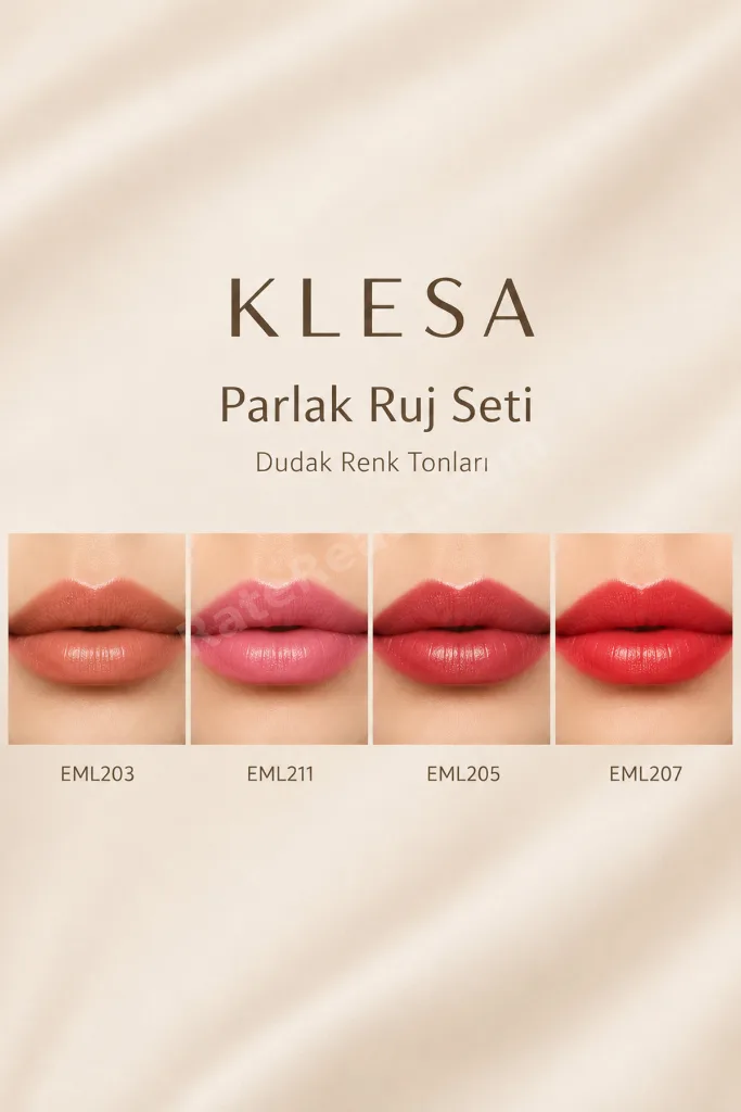 4'lü Parlak Ruj Seti 2 Nude Pembe Bordo Kırmızı Dudak Ruju