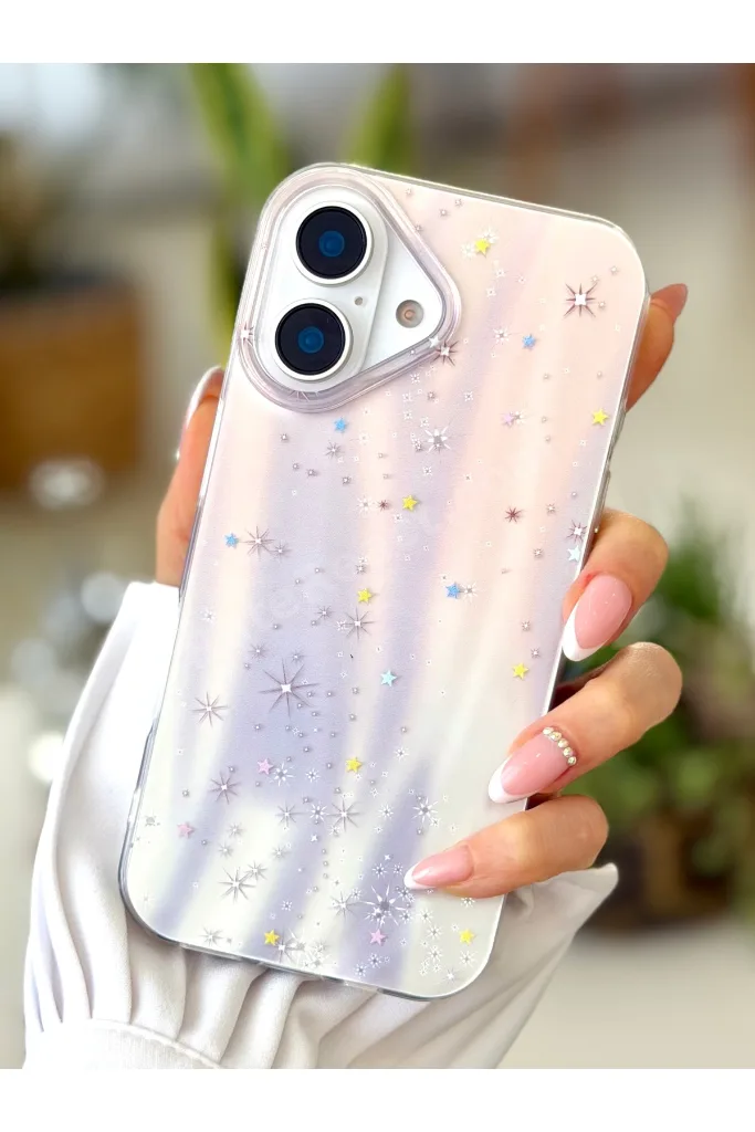 Iphone 17 Uyumlu Shine Yıldız Renk Geçişli Parlak Tasarımlı Silikon Kılıf