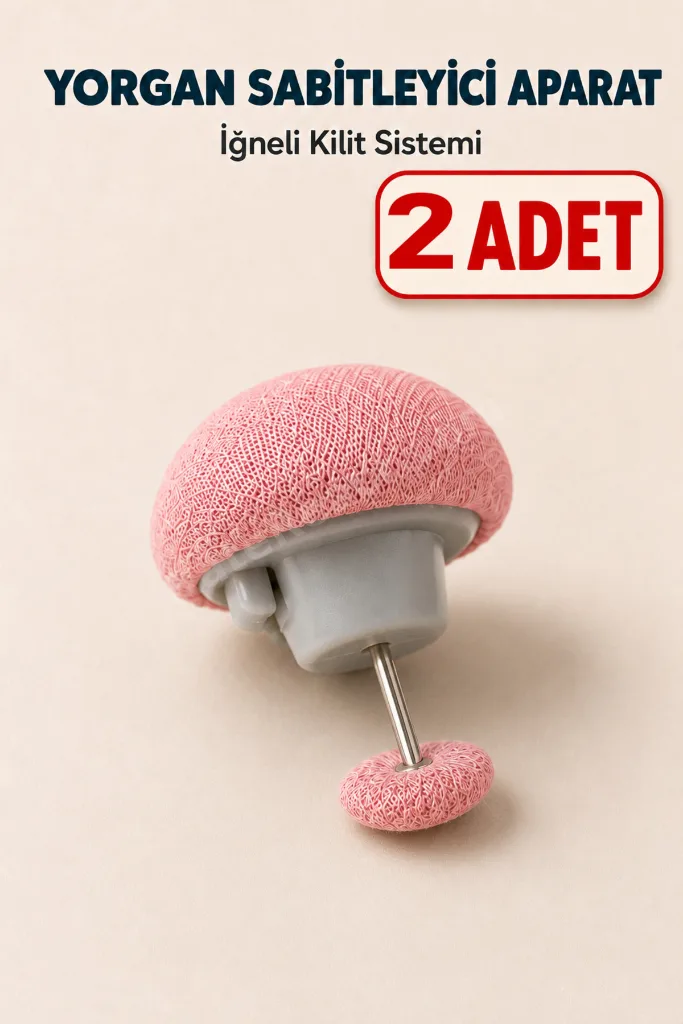 2 Adet Nevresim Kayma Önleyici İğneli Yorgan Sabitleyici Kilit Düğmeli Pratik Kumaş Tutma Aparatı