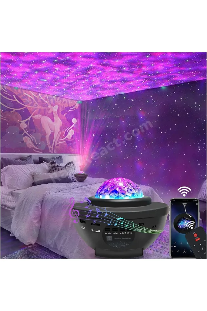 Projektör Gece Lambası Bluetooth Hoparlör Bluetooth Lazer Işıklı Sese Duyarlı Hoparlör Disko Lambası