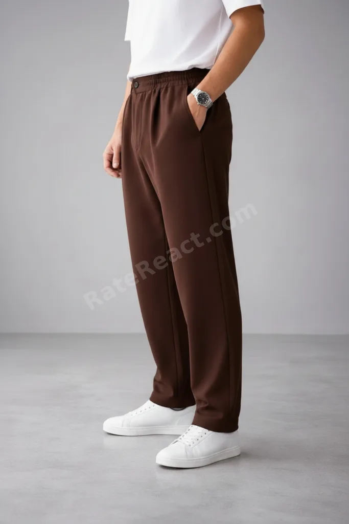Erkek Krep Baggy Pantolon Fermuarsız Düğmeli Rahat Kesim Premium Seri