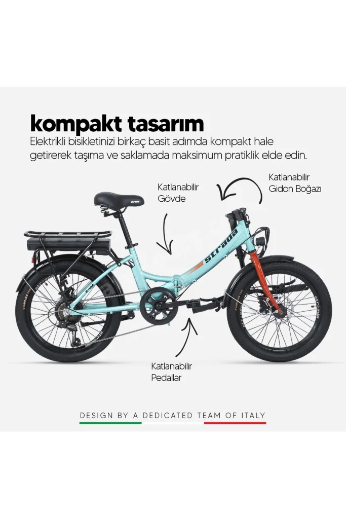 E-Rapido Hidrolik Disk 20 Jant Katlanabilir Elektrikli Bisiklet