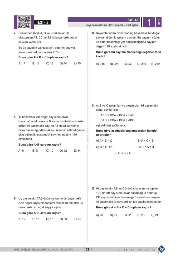 Gerçel Matematik KPSS DGS AGS ALES Sayılar Cebir İlk 15 Konuyu Fulle