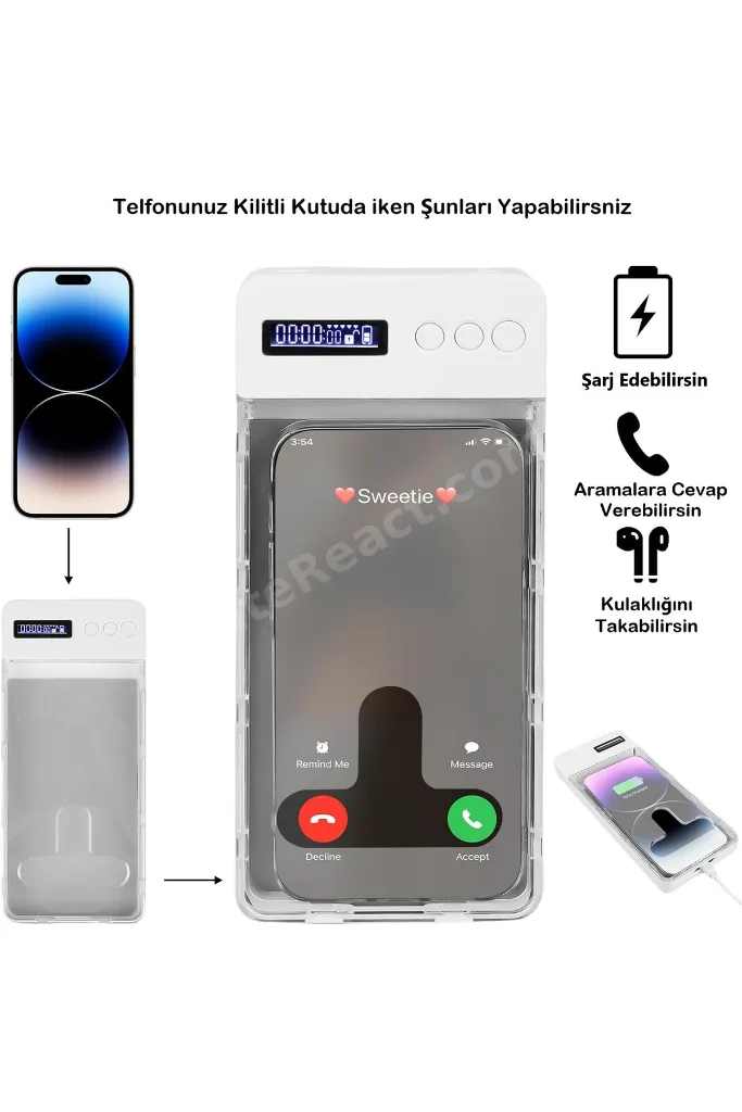 Zaman Ayarlı Telefon Kilit Kutusu Taşınabilir, Hafif,şarjlı Öz-disiplin Zamanlayıcılı Telefon Kutusu