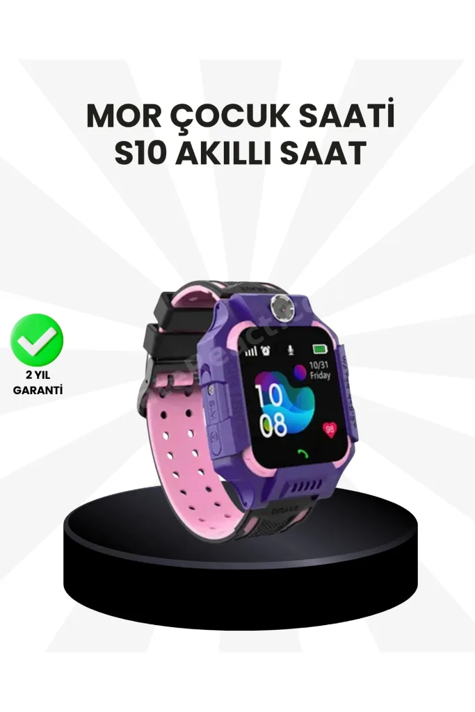 S10 Akıllı Çocuk Saati Mor Model Çift Yönlü Konuşma ve SOS Fonksiyonu